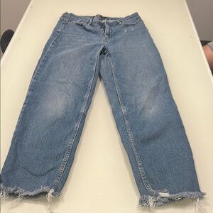 Calvin Klein Blue Ankle Cropped Jeans with Distressed Details